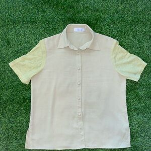 Vintage polo women’s shoulder pad light button up collar t shirt size XXL
